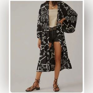 Anthropologie Graphic Kimono - Black & White - One Size